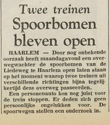 19670117-Utrechts Nieuwsblad pag.1 Spoorbomen bleven open Liedeweg