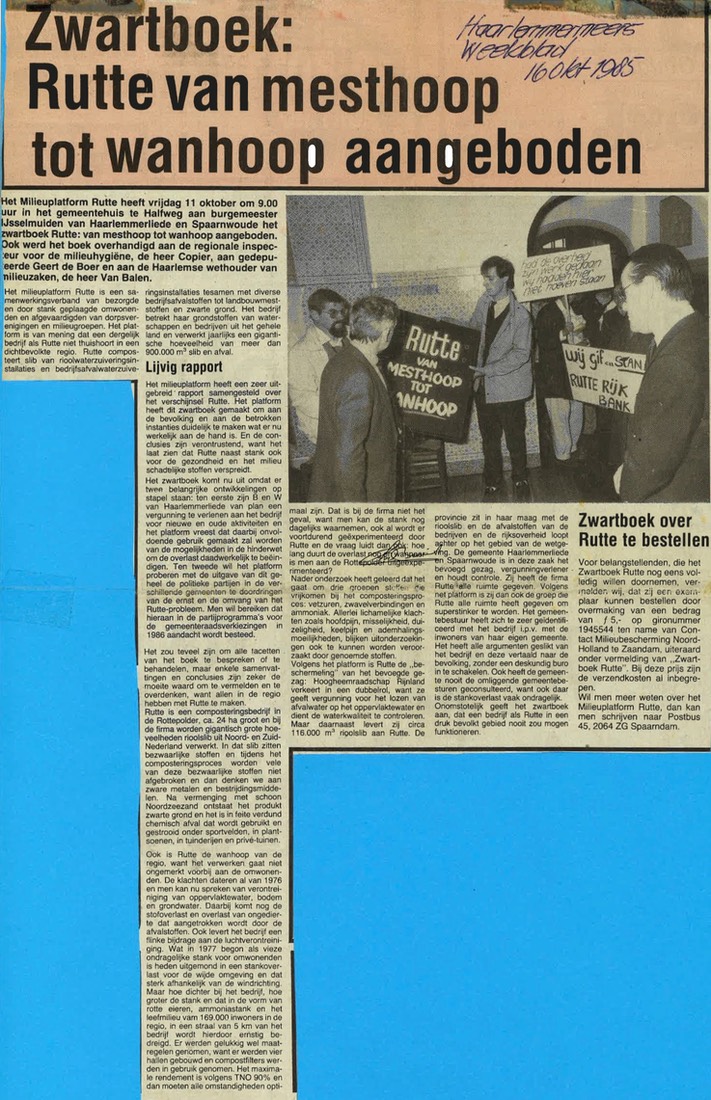 19851016-HW Zwartboek Rutte van mesthoop tot wanhoop aangeboden