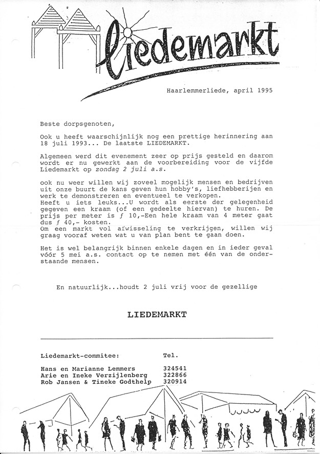 19950400 Liedemarkt aankondiging flyer