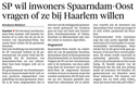 20160310-HD SP wil inwoners Spaarndam-Oost vragen of ze bij Haarlem willen