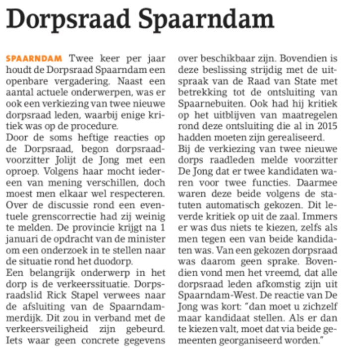20181122-HCN  Dorpsraad Spaarndam