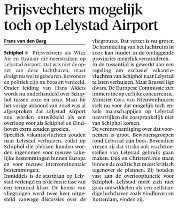 20181217-HD Prijsvechters toch mogelijk op Lelystad Airport, Schiphol
